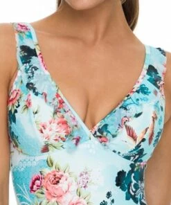 Jantzen Sunset Rose DD/E Cup Mesh Frill One Piece Mint -Cheap Swimweargalore Store ja83840ddemi jantzen sunset rose dd e cup mesh frill one piece mint detail