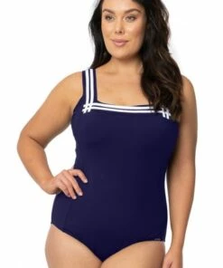 Jantzen Heritage Square Neck One Piece Black -Cheap Swimweargalore Store jan80575.401 jantzen heritage square neck one piece front 1