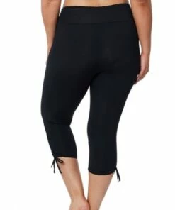 Jantzen Plain Capri Tie Side Swim Pant Black -Cheap Swimweargalore Store jan81270bk.001 jantzen plain capri tie side swim pant back 1