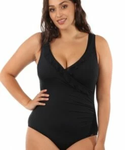 Jantzen Frill Cross Over One Piece Black