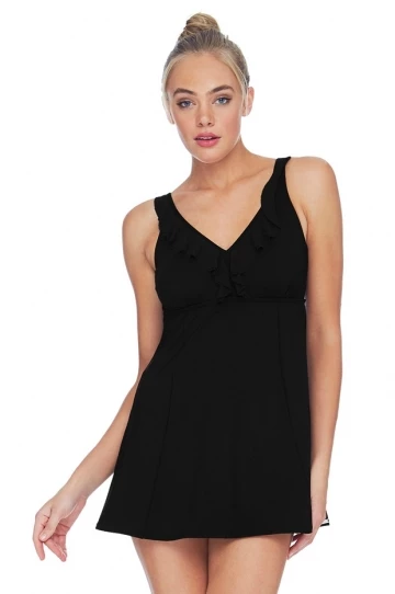 Jantzen Ruffle Swim Dress Black 3 Jantzen Ruffle Swim Dress Black - Image 3