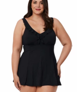 Jantzen Ruffle Swim Dress Black