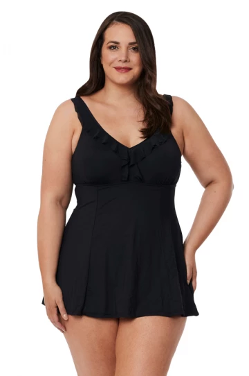 Jantzen Ruffle Swim Dress Black 1 Jantzen Ruffle Swim Dress Black
