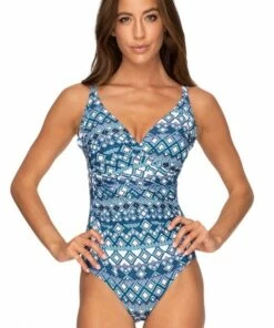 Jantzen Mexci Ruched Cross Over One Piece Ink