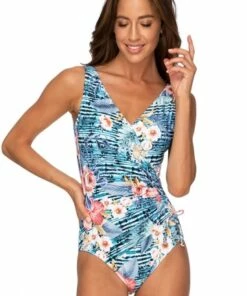 Jantzen Hilo Gathered Cross Over One Piece Ink