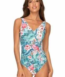 Jantzen Hilo Gathered Cross Over One Piece Sea