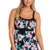 Jantzen Floral Empire Swim Dress Black/Pink