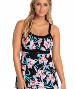 Jantzen Floral Empire Swim Dress Black/Pink
