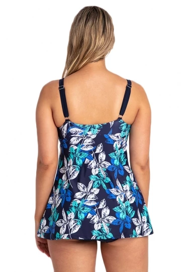Jantzen Leaf Empire Swim Dress Navy/Mint 2 Jantzen Leaf Empire Swim Dress Navy/Mint - Image 2