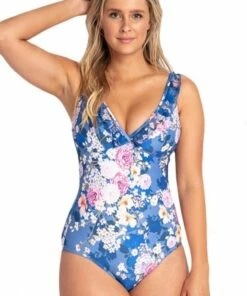 Jantzen Honey Mesh Double Frill One Piece Blue