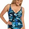 Jantzen Batik Ruched Cross Over One Piece Black