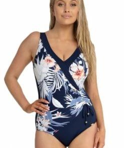 Jantzen Olander Gathered Cross Over One Piece Ink