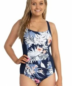 Jantzen Olander Ruched Square Neck One Piece Ink