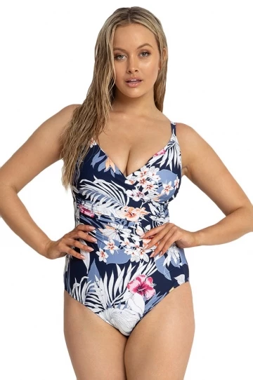 Jantzen Olander Ruched Cross Over One Piece Ink 1 Jantzen Olander Ruched Cross Over One Piece Ink