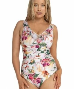 Jantzen Magnolia DD/E Mesh Frill One Piece Dove