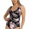 Jantzen Drift Mesh Frill Cross Over One Piece Black