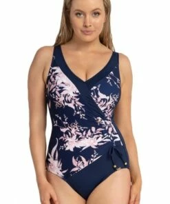 Jantzen Drift Gathered Cross Over One Piece Ink