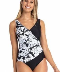 Jantzen Gathered Cross Over One Piece Blue