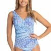 Jantzen Vanuatu Gathered Cross Over One Piece Blue