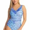 Jantzen Vanuatu DD/E Cup Mesh Frill One Piece Blue
