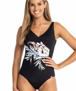 Jantzen Camiri Gathered Cross Over One Piece Black