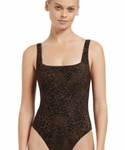 Jets Pantera Square Neck One Piece Chocolate