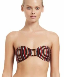 Jets Bedouin Stripe Bandeau Bra Black