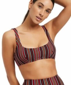 Jets Bedouin Stripe C/D Cup Underwire Bra Black