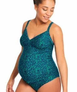 Jojo Maman Bebe Maternity Leopard Tankini Set Teal