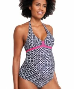 Jojo Maman Bebe Maternity Geometric Tankini Set Navy