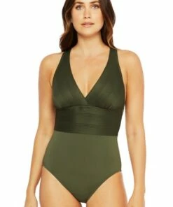 La Blanca Lets Duet Multi Strap One Piece Olive