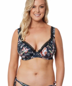 Marvell Lane Mika Chloe H Cup Lace Plunge Bra Midnight