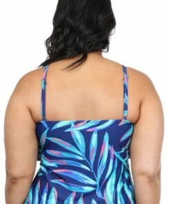 Maxine Painted Palm Tiered Tankini Separate Black -Cheap Swimweargalore Store maxine painted palm tiered singlet2