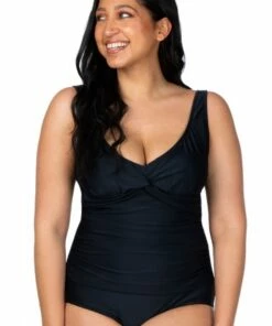 Maxine Solids Tricot One Piece + Black