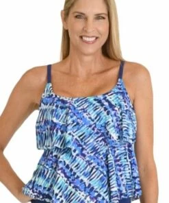 Maxine Sticks And Stones Tiered Tankini Separate Navy