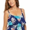 Maxine Hula Leaf Tiered Tankini Separate + Navy
