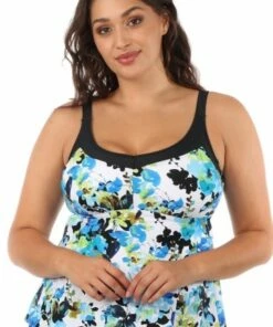Maxine Royal Roses D Cup Tankini Separate + Cobalt