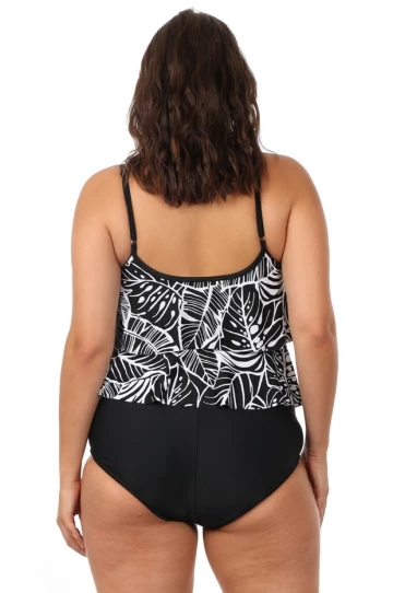 Maxine Leaf A Peel Double Tier One Piece Black/White 2 Maxine Leaf A Peel Double Tier One Piece Black/White - Image 2