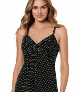 Miraclesuit Pin Point Love Knot Tankini Separate Black/White