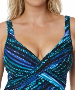 Miraclesuit Cat Bayou Revele DD Cup One Piece Blue/Purple -Cheap Swimweargalore Store mir6518619dd.942 miraclesuit cat bayou revele dd cup one piece front