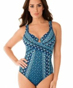 Miraclesuit Mosaica Criss Cross Escape One Piece Blue