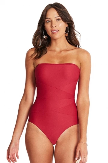 Milea Mini Rib Bandeau One Piece Ink 4 Milea Mini Rib Bandeau One Piece Ink - Image 4