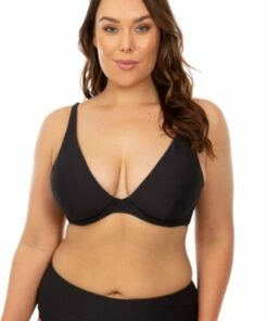 Milea Mini Rib DD/E Cup Plunge Tri Bra Nero