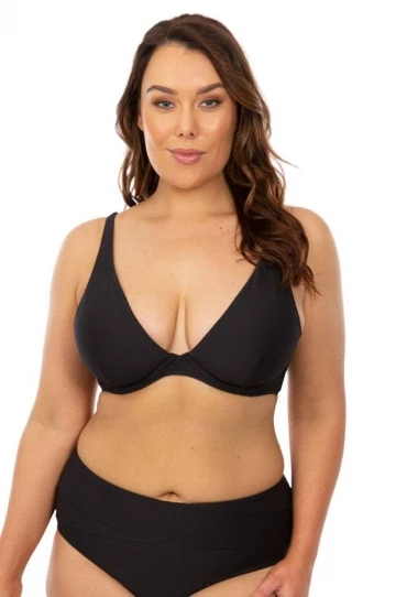Milea Mini Rib DD/E Cup Plunge Tri Bra Nero 1 Milea Mini Rib DD/E Cup Plunge Tri Bra Nero