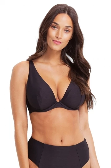 Milea Mini Rib DD/E Cup Plunge Tri Bra Nero 3 Milea Mini Rib DD/E Cup Plunge Tri Bra Nero - Image 3