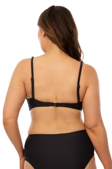 Milea Mini Rib DD/E Cup Plunge Tri Bra Nero 2 Milea Mini Rib DD/E Cup Plunge Tri Bra Nero - Image 2