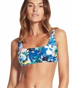 Milea Artistic Expression C/D Cup Tank Bra Soft Cobalt -Cheap Swimweargalore Store mle3451cdart milea artistic expression c d cup tank bra