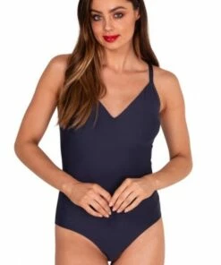 Monte & Lou DD/E V Neck One Piece Black -Cheap Swimweargalore Store mon1004su.635 monte and lou dd e v neck maillot front 1