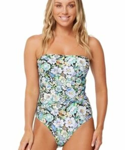 Monte & Lou Vintage Vacay Bandeau One Piece Black