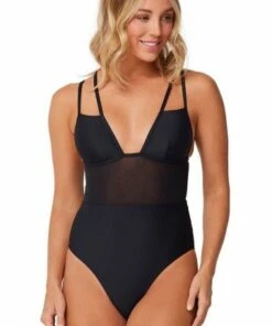 Monte & Lou Monte & Lou Strap Back One Piece Black